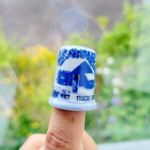 Vintage Erness Currier & Ives Country Farm Scene Thimble